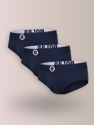 Herren-Slip | Marineblau | Einfarbig | Baumwolle | 3er-Pack | Bolas Underwear
