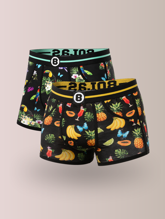 Bolas Underwear Heren Boxershort | Duo Pack 2st | Print | Black Fruits & Birds
