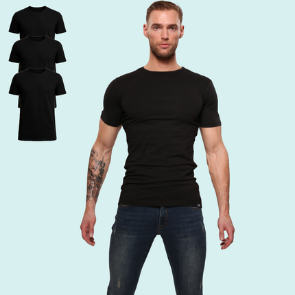 Bolas Underwear Heren T-Shirt | Katoen | Basic Zwart | Ronde Hals | 3 pack