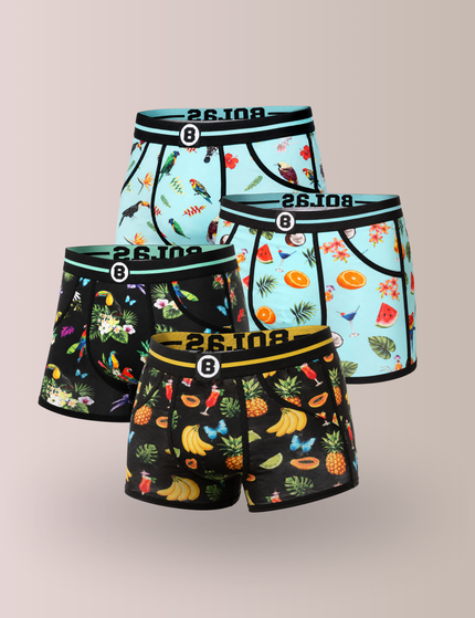 Herren-Boxershorts | Tropical-Kollektion | Multipack 4 Stück | Baumwolle | Bolas Underwear