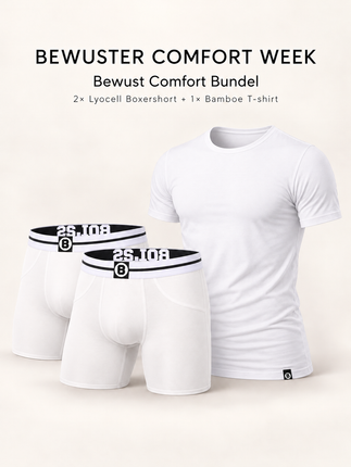 Bolas Fashion Bewust Comfort Bundel | 2x Lyocell Boxershort Wit + Bamboe T-Shirt Wit