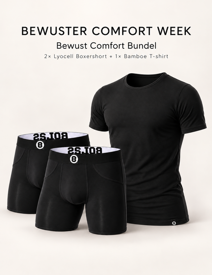 Bolas Fashion Bewust Comfort Bundel | 2x Lyocell Boxershort Zwart + Bamboe T-Shirt Zwart