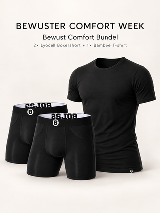 Bolas Fashion Bewust Comfort Bundel | 2x Lyocell Boxershort Zwart + Bamboe T-Shirt Zwart