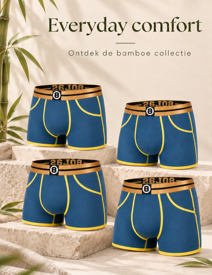 Bolas Fashion Heren Boxershort | Bolas Bamboo Boxershort | Dark Blue | Multipack 4st bundle