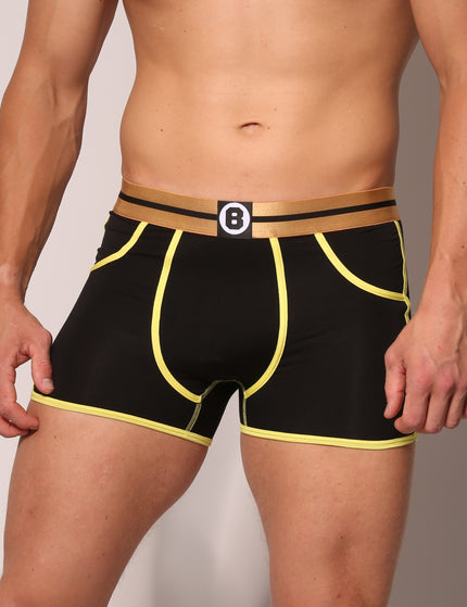 Bolas Fashion Heren Boxershort | Bolas Bamboo Boxershort | Yellow Black | Multipack 4st bundle