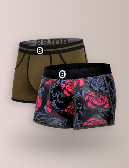 Bolas Underwear Bolas Heren Boxershort | Duo Box 2st | Roses & Army Green