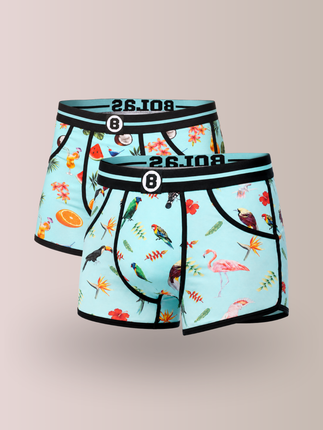 Bolas Underwear Bolas Heren Boxershort | Duo Pack 2st | Print | Turquoise Birds & Fruits