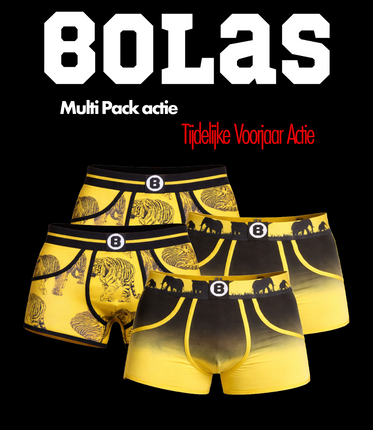 Bolas Underwear Bolas Heren Boxershort | Tiger & Elephant | Multi Pack 4st.