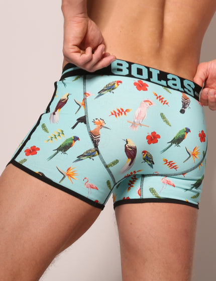 Bolas Underwear Heren Boxershort | Duo Pack 2st | Print | Turquoise & Black | Birds & Flowers