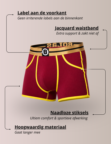 Bolas Underwear Heren Boxershort| Effen | Bamboo | Bordeaux Red