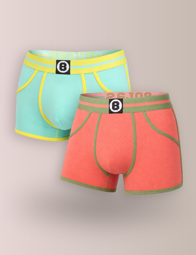 Bolas Underwear Heren Boxershort | Effen | Echo Peach & Cool Blue | Multipack 2st