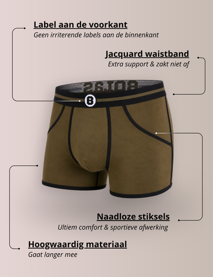 Bolas Underwear Heren Boxershort | Effen | Katoen | Army Green