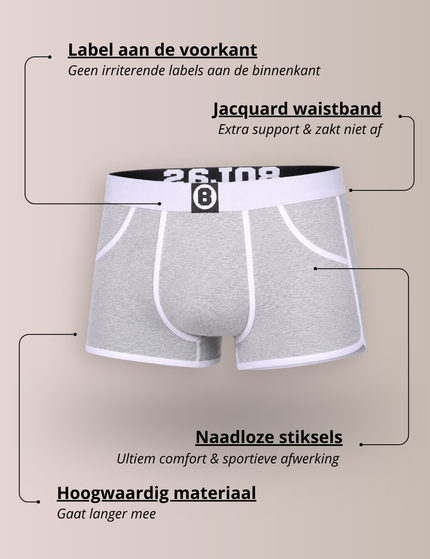 Bolas Underwear Heren Boxershort | Effen  | Katoen |  Grey Marl