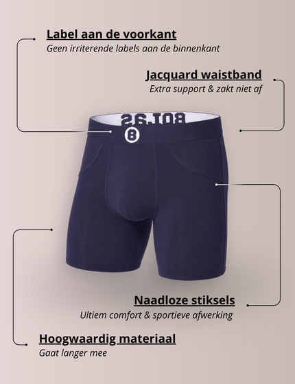 Bolas Underwear Heren Boxershort met Lange pijpjes | Effen | Lyocell | Donker Blauw