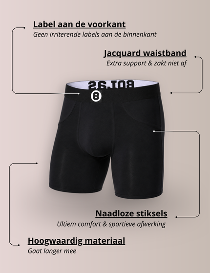 Bolas Underwear Heren Boxershort met Lange pijpjes |  Effen | Lyocell | Zwart