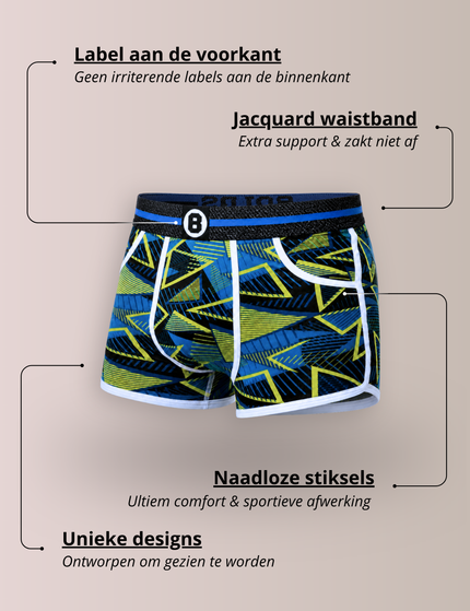 Bolas Underwear Heren Boxershort  | Print | Dance| Katoen | Blauw Groen