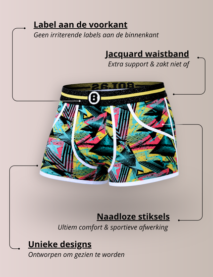 Bolas Underwear Heren Boxershort | Print| Dance| Katoen | Geel Turquoise