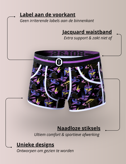 Bolas Underwear Heren Boxershort | Print | Dance | Katoen | Paars Geel