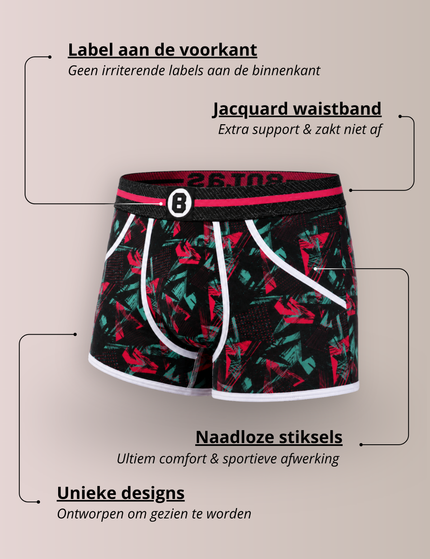 Bolas Underwear Heren Boxershort | Print |Dance | Katoen  |  Rood Turquoise