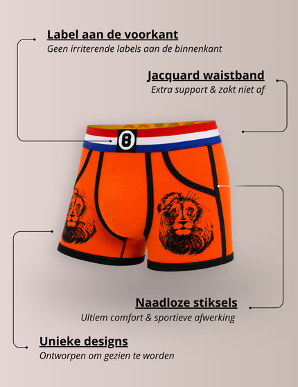 Bolas Underwear Heren Boxershort | Print | Orange Lion | Katoen