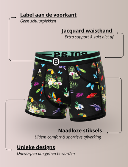 Bolas Underwear Heren Boxershort | Print | Tropical Birds & Flowers | Katoen