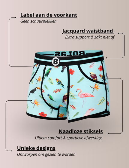 Bolas Underwear Heren Boxershort | Print | Tropical Birds & Flowers| Katoen