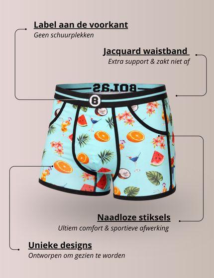 Bolas Underwear Heren Boxershort  | Print | Tropical Fruits &  Drinks| Katoen