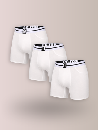 Bolas Underwear Heren Boxershorts Met Lange Pijpjes | Effen | 3 Pack | Jersey | Lyocell |  Wit