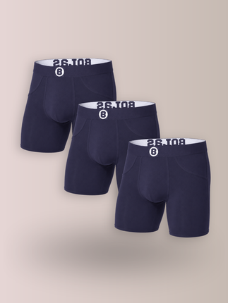 Bolas Underwear Heren Boxershorts Met Lange Pijpjes | Effen | 3 Pack | Jersey | Lyocell |  Navy