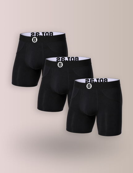 Bolas Underwear Heren Boxershorts Met Lange Pijpjes | Effen | 3 Pack | Jersey | Lyocell | Zwart