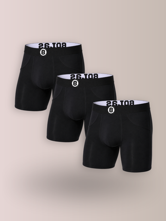 Bolas Underwear Heren Boxershorts Met Lange Pijpjes | Effen | 3 Pack | Jersey | Lyocell | Zwart