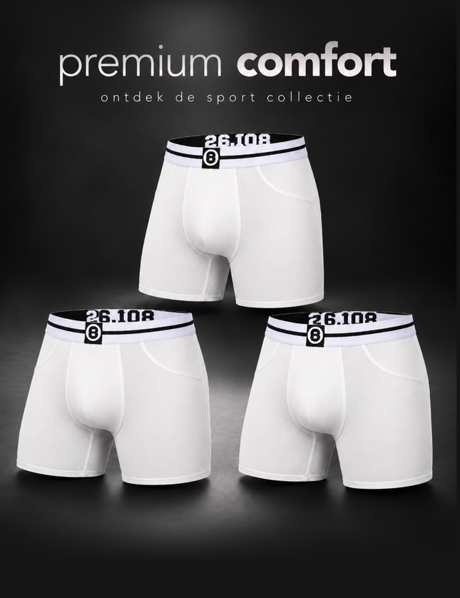 Bolas Underwear Heren Boxershorts Met Lange Pijpjes | Effen | 3 Pack | Jersey | Lyocell |  Wit