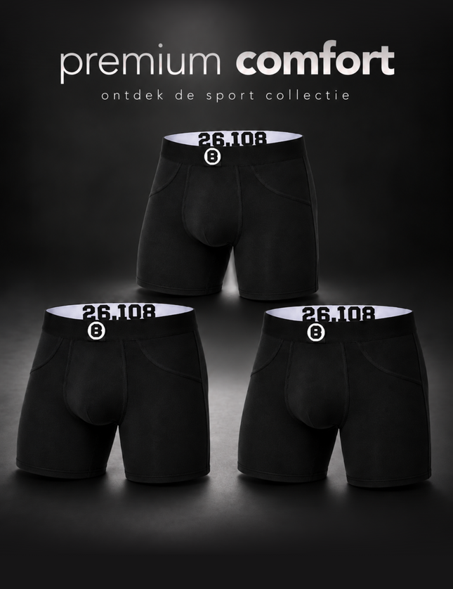 Bolas Underwear Heren Boxershorts Met Lange Pijpjes | Effen | 3 Pack | Jersey | Lyocell | Zwart