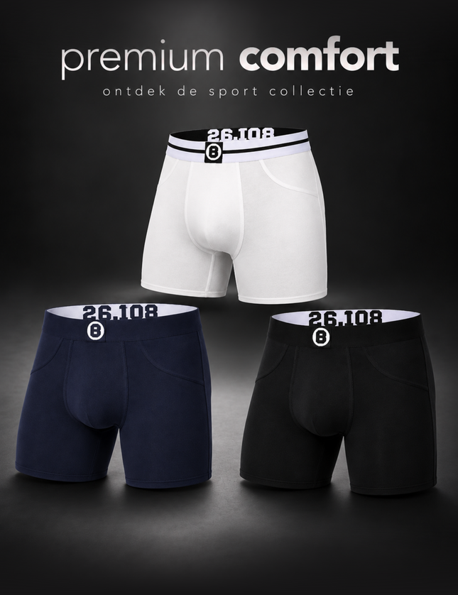 Bolas Underwear Heren Boxershorts Met Lange Pijpjes| Mutipack -3st | Effen |  Lyocell | Zwart Wit Navy