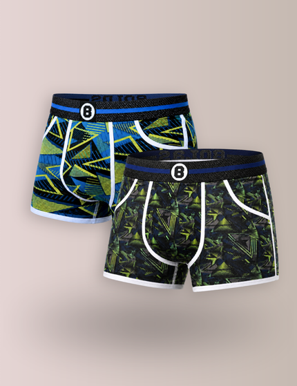 Bolas Underwear Heren Boxershorts met print | Duo pack 2 st | Dance  | Katoen | Blauw Groen