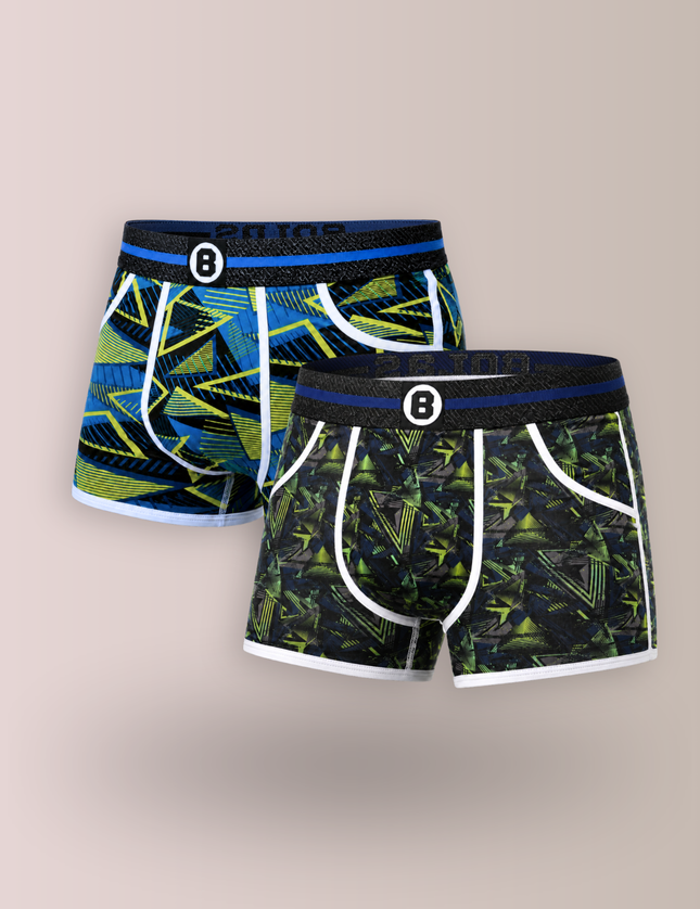 Bolas Underwear Heren Boxershorts met print | Duo pack 2 st | Dance  | Katoen | Blauw Groen
