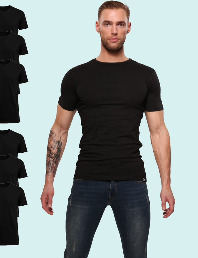 Bolas Underwear Heren T-Shirt | Bamboe | Basic Zwart | Ronde Hals | 6pack