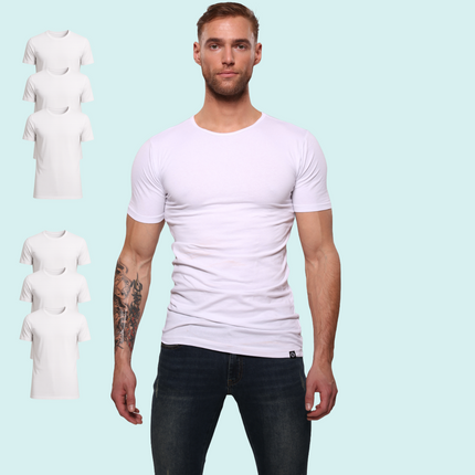 Bolas Underwear Heren T-Shirt | Katoen | Basic Wit | Ronde Hals | 6 pack