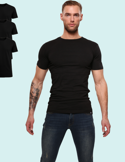 Bolas Underwear Heren T-Shirt | Katoen | Basic Zwart | Ronde Hals | 3 pack